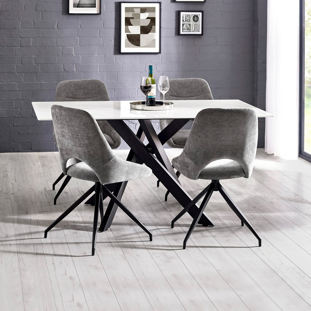 Julian Bowen Bradley 6 Seater Dining Table White Marble Effect Image 9