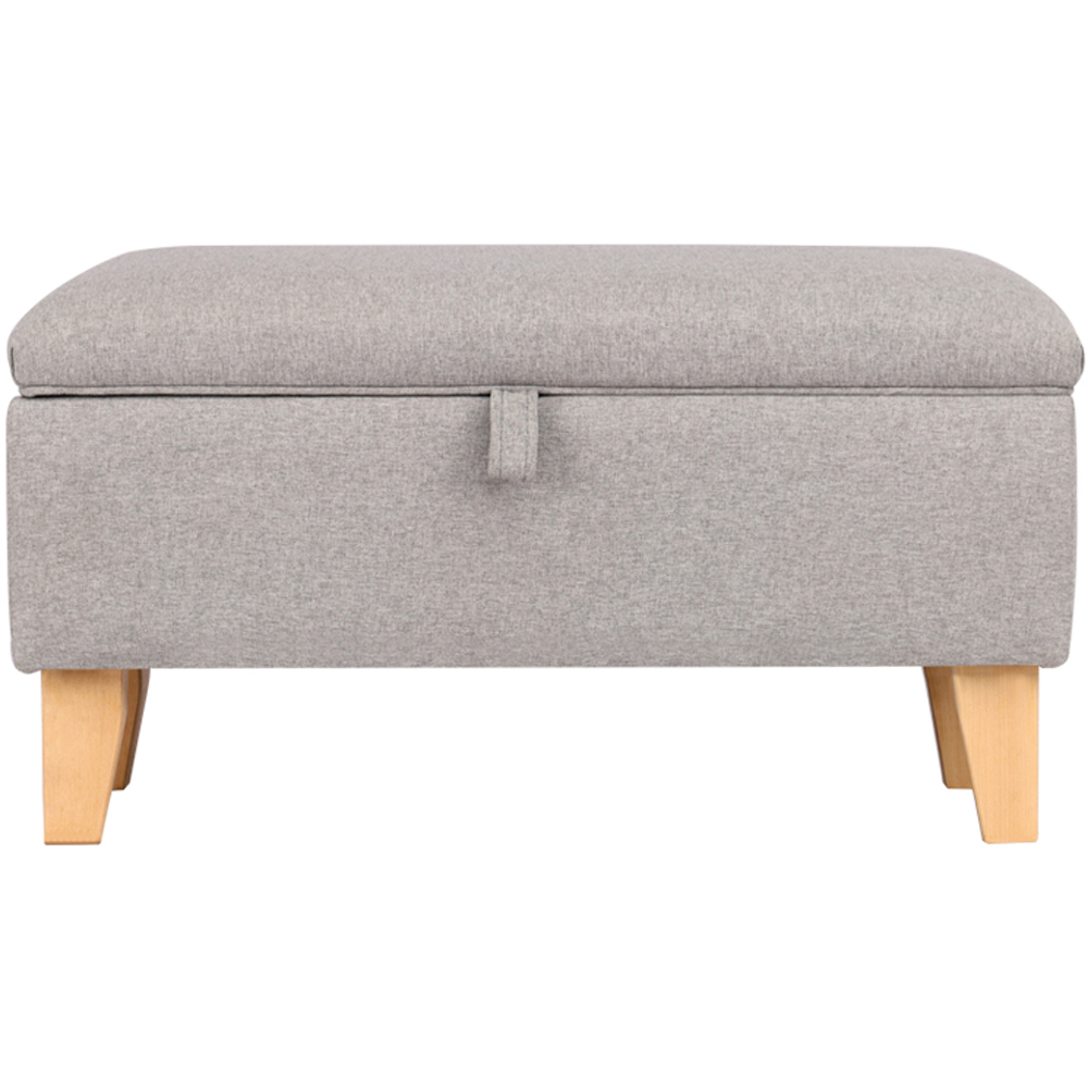 Living and Home Grey Linen Upholstered Storage Ottoman Image 2