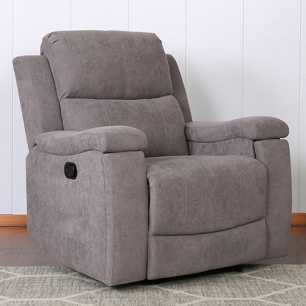 Ledbury Grey Fabric Manual Recliner Chair with Footrest Image 1