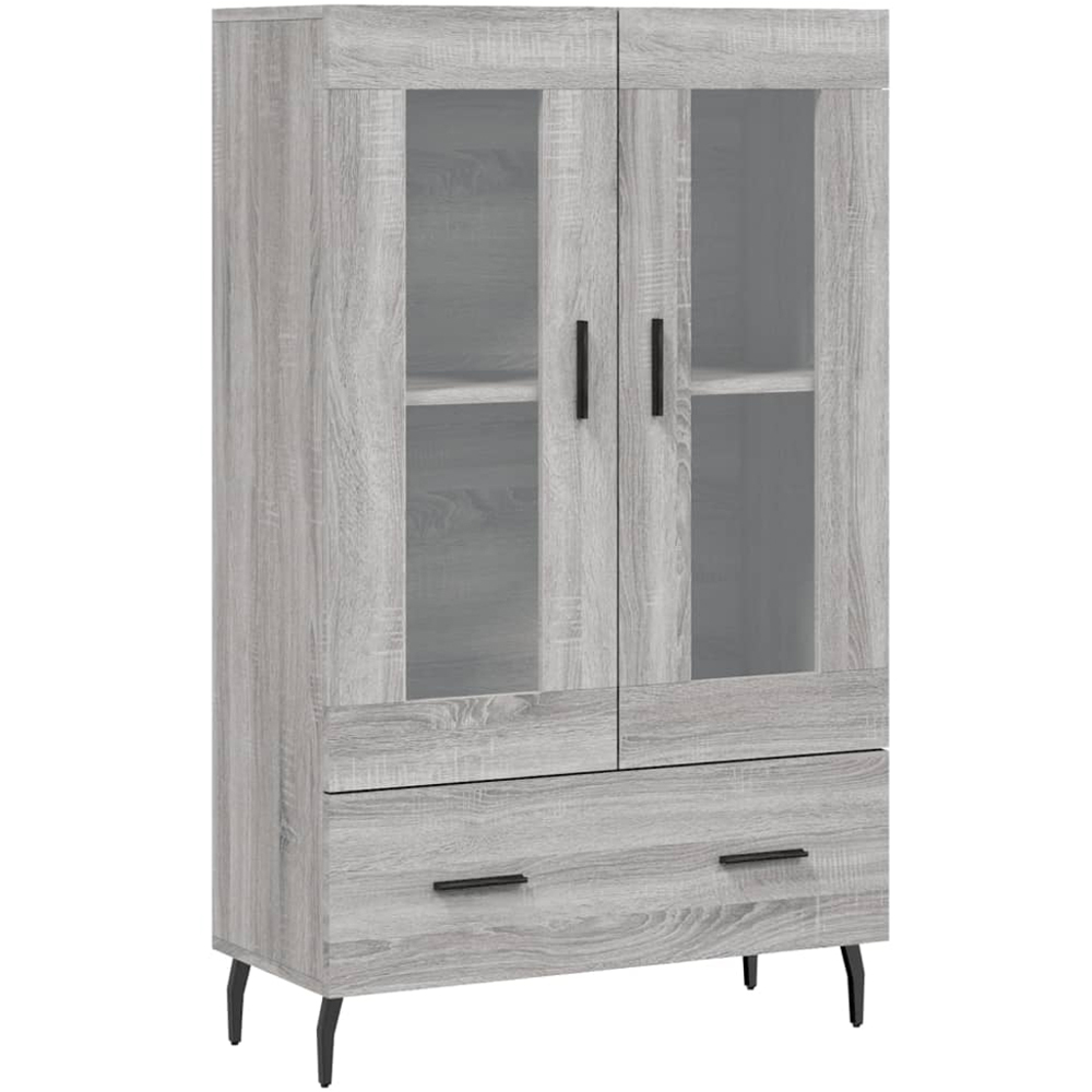 vidaXL 2 Glass Door Single Drawer Grey Sonoma Highboard Image 2