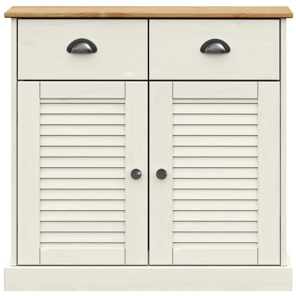 vidaXL 2 Door 2 Drawer White Solid Pine Wood Sideboard Image 5