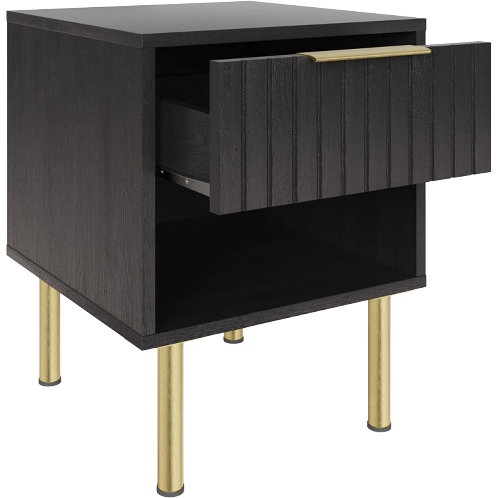 GFW Nervata Single Drawer Single Shelf Black Lamp Table Image 4