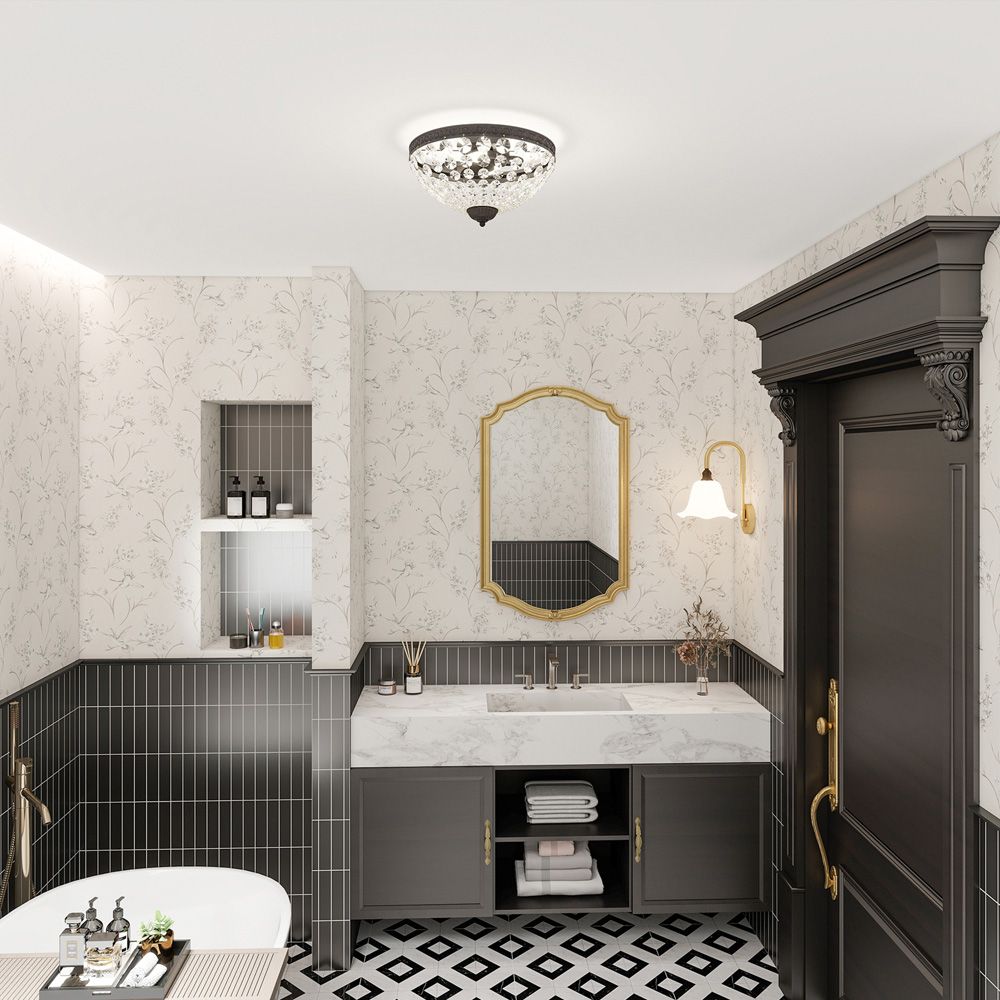 HOMCOM Black Chandelier Crystal Ceiling Light Image 3