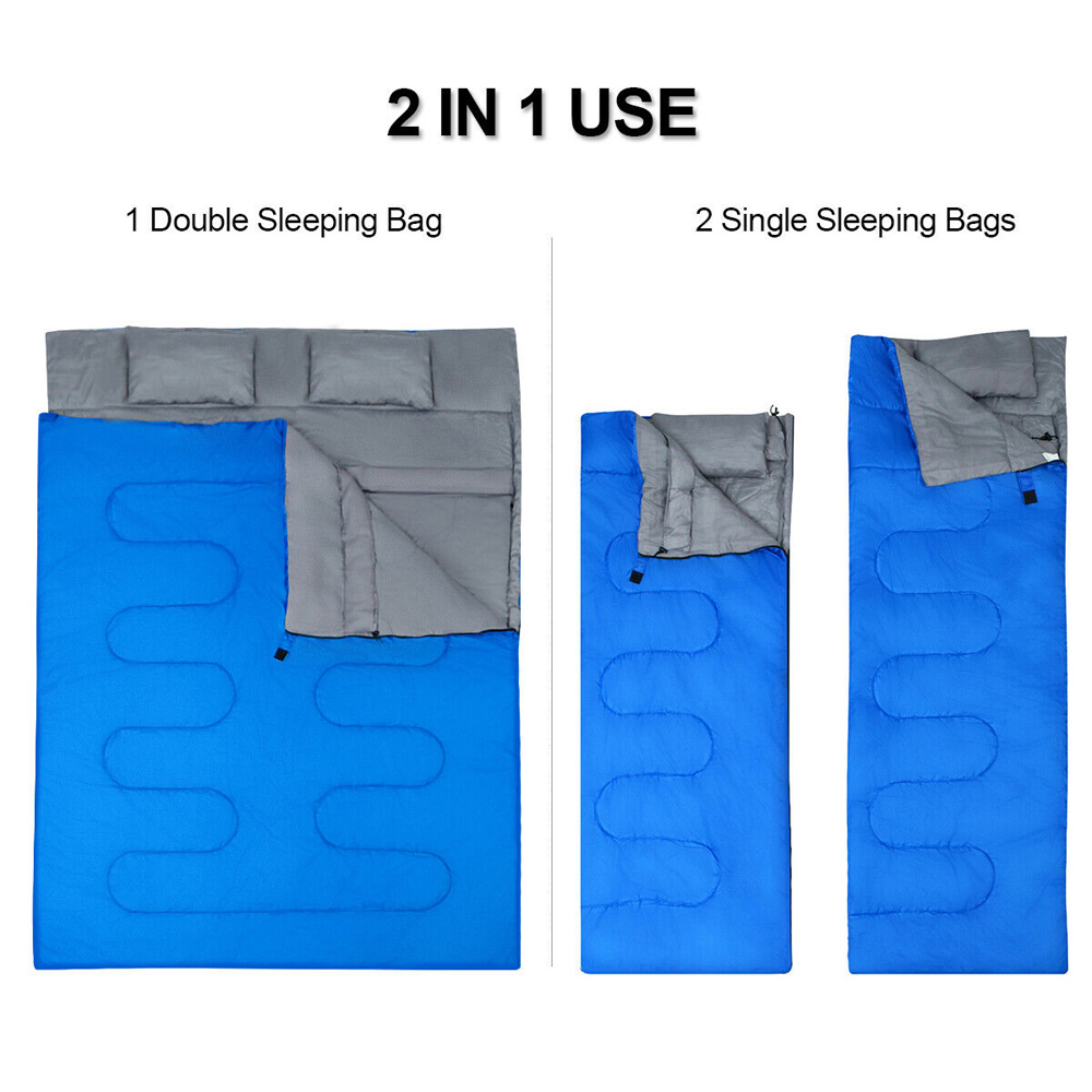 Costway Blue Waterproof Double Sleeping Bag Image 6