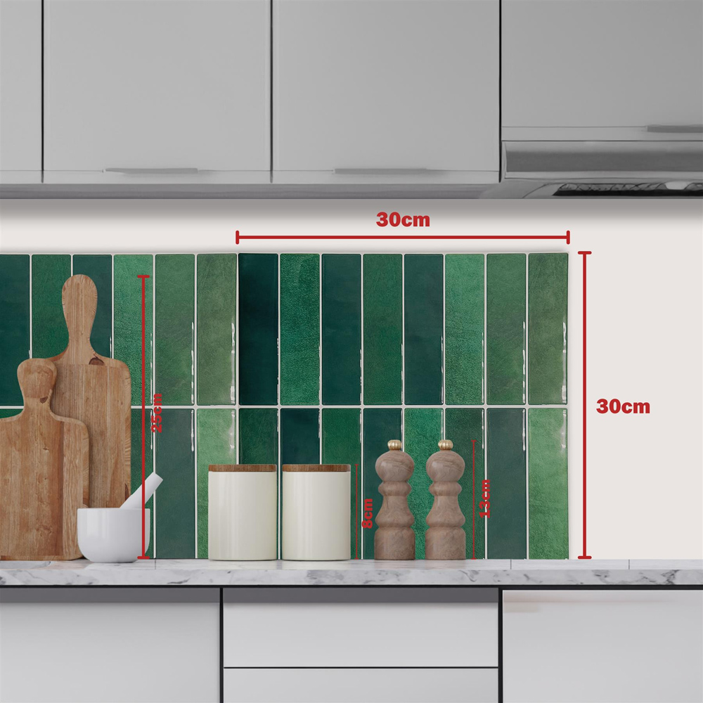 Walplus Dark Moss Green Rectangular 3D Tile Sticker 30.5 x 30.5cm 6 Pack Image 7