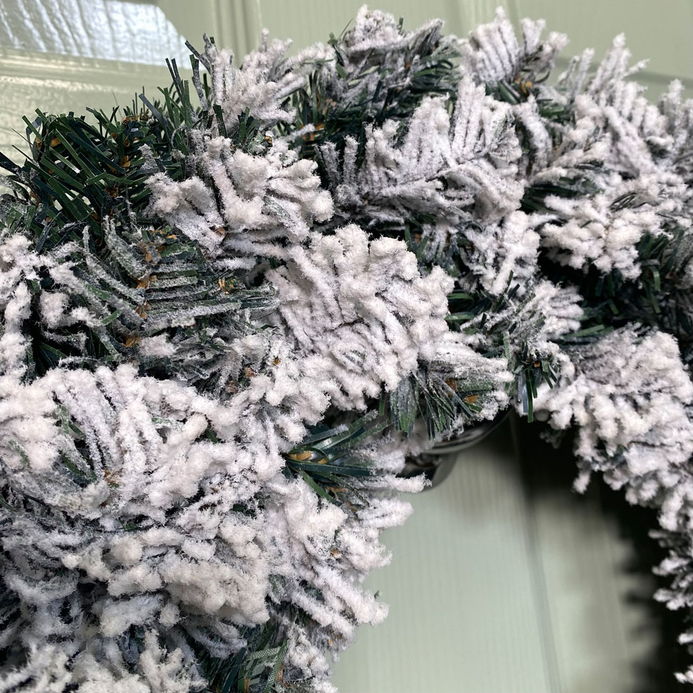 Premier Snow Flocked Woodcote Pine Christmas Wreath 50cm Image 6