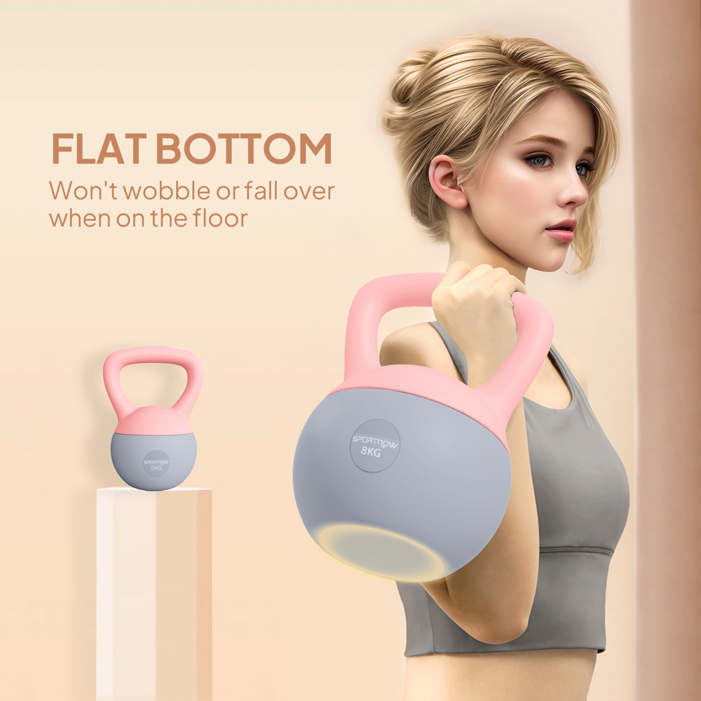 SPORTNOW Pink and Grey Soft Body Kettlebell with Non Slip Handle 8kg Image 6