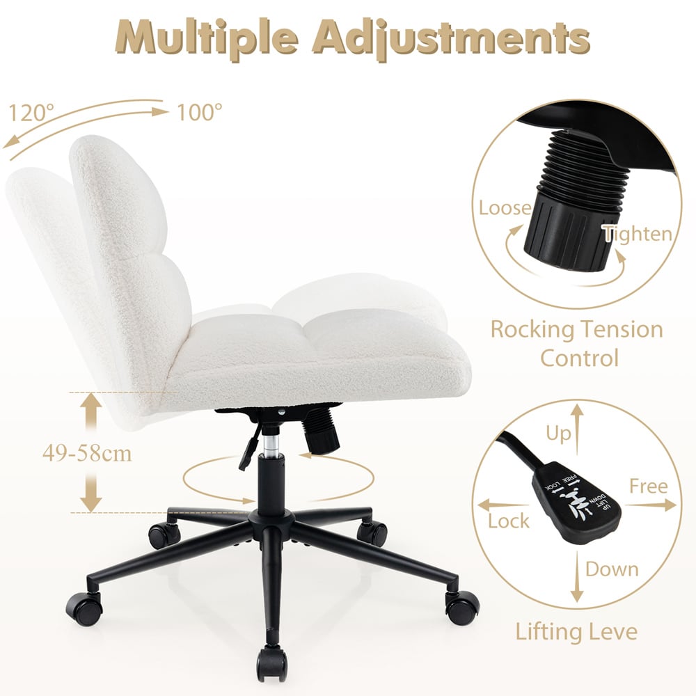 Costway Beige Cross Legged Swivel Office Chair Image 8