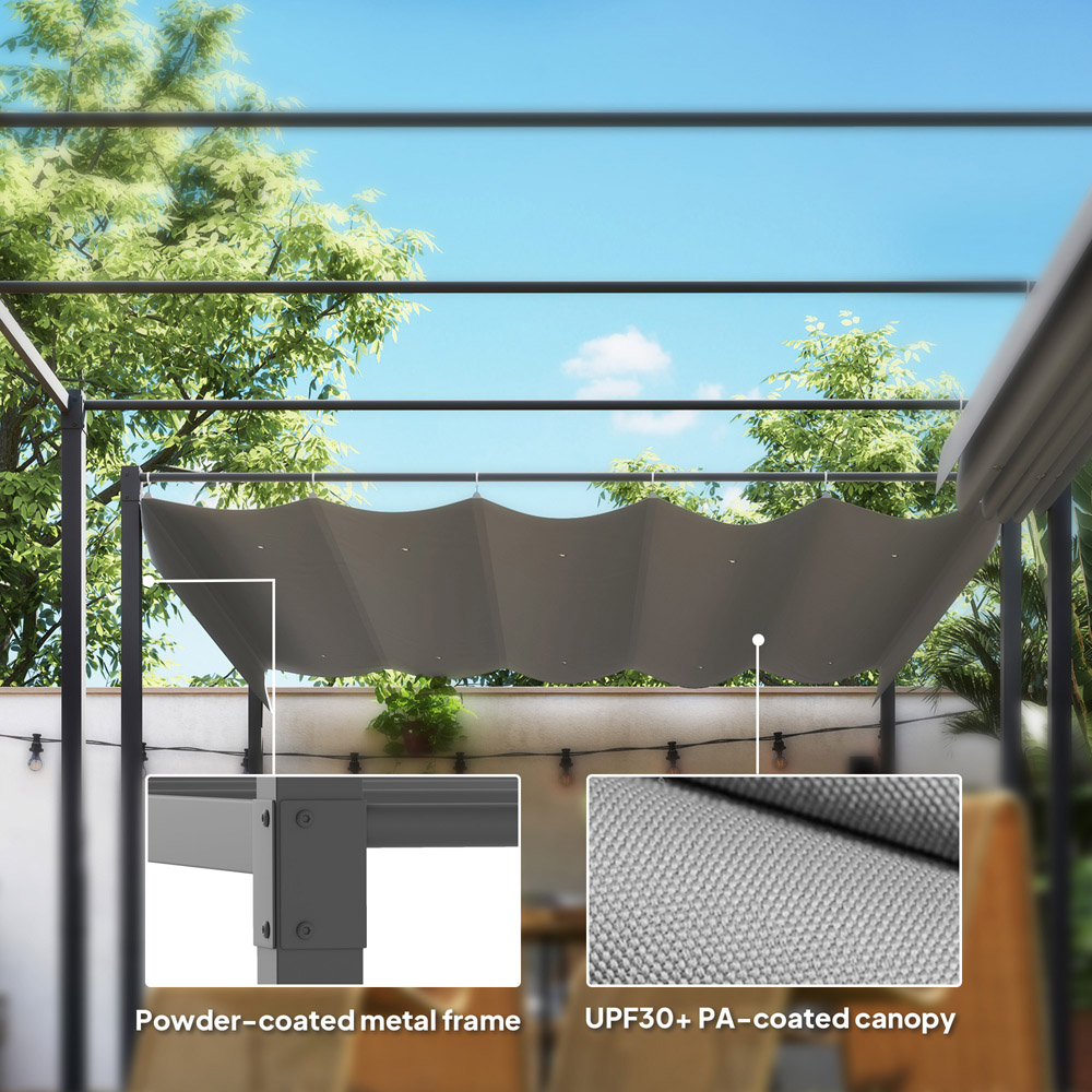 Outsunny 3 x 3m Grey Garden Pergola with Retractable Roof Image 6