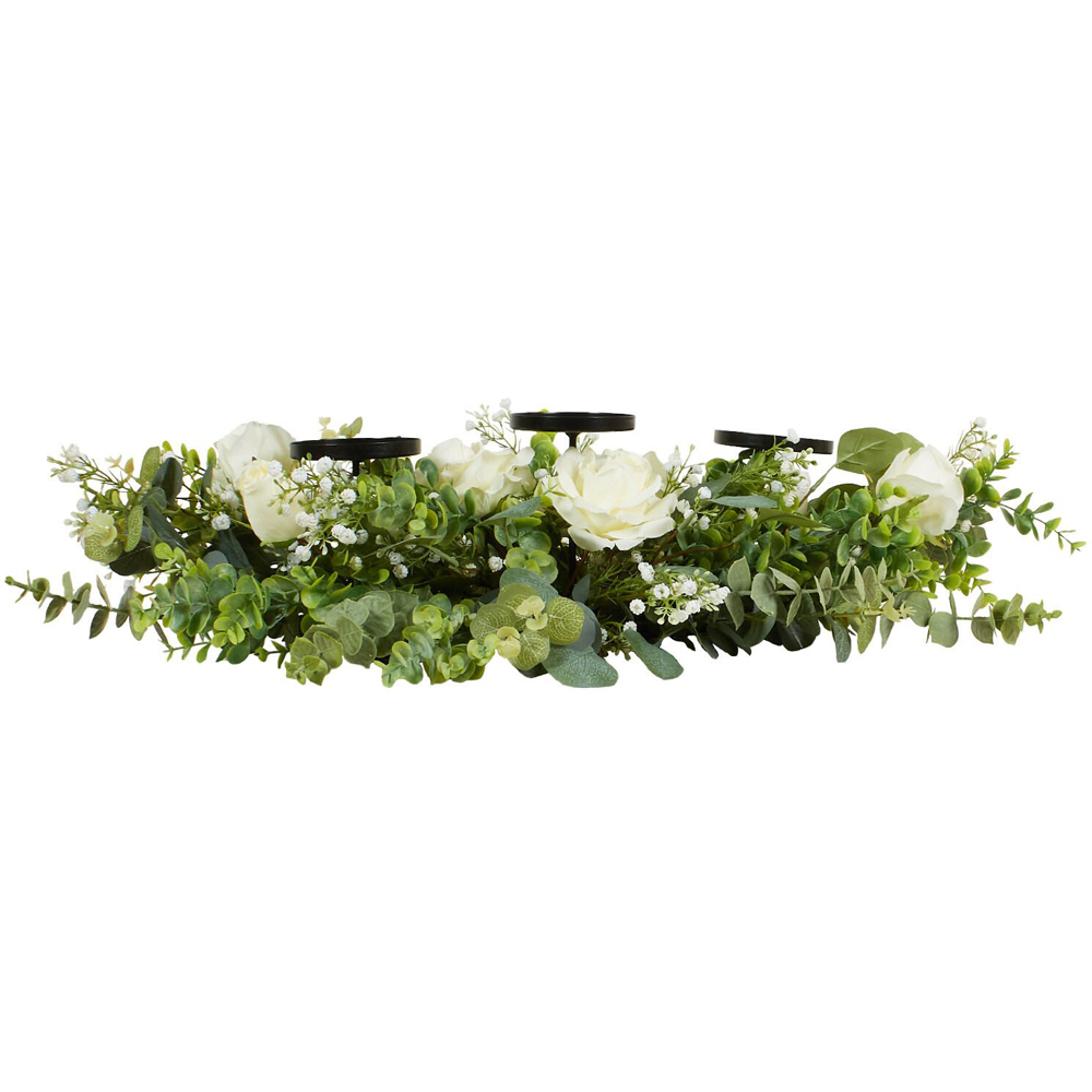 Floral Triple Centrepiece Candle Holder Green Image 2
