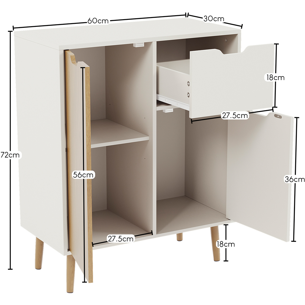 Vida Designs 2 Door Single Drawer Oak and White Sideboard Image 8