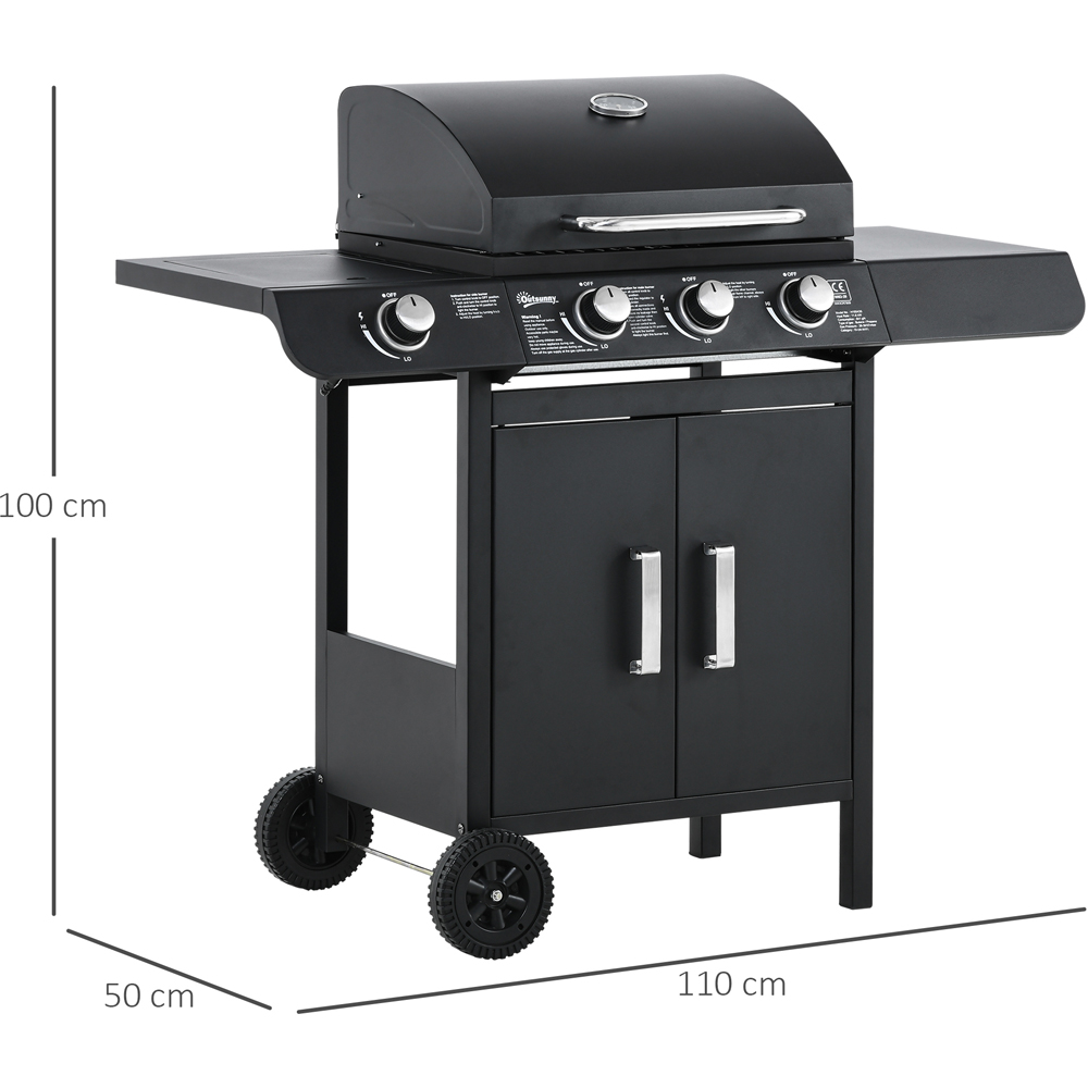 Outsunny Deluxe Black 3 Burner Gas BBQ Grill with Side Burner Image 8