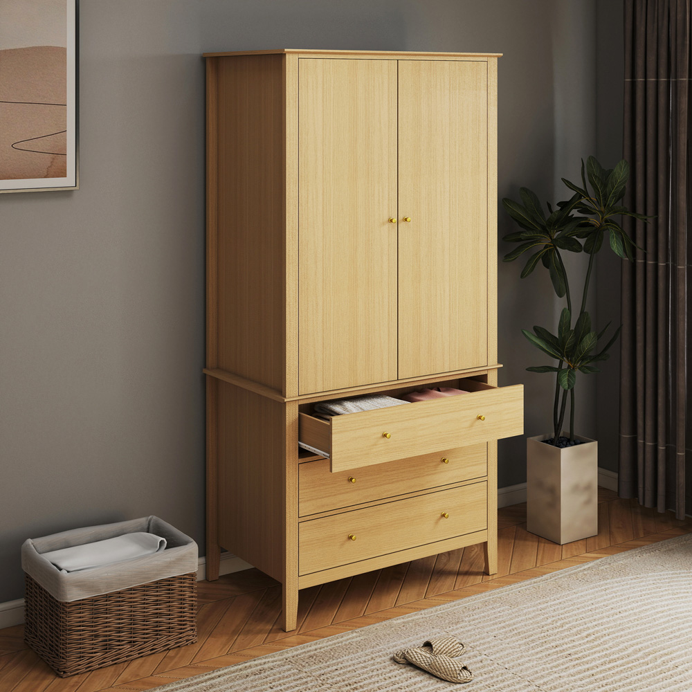 Core Products Henley 2 Door 3 Drawer Oak Effect Wardrobe Image 7