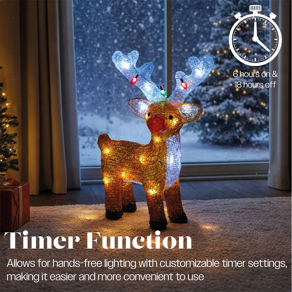 Xmas Haus 21 White LED Acrylic Deer Christmas Decoration 40cm Image 7