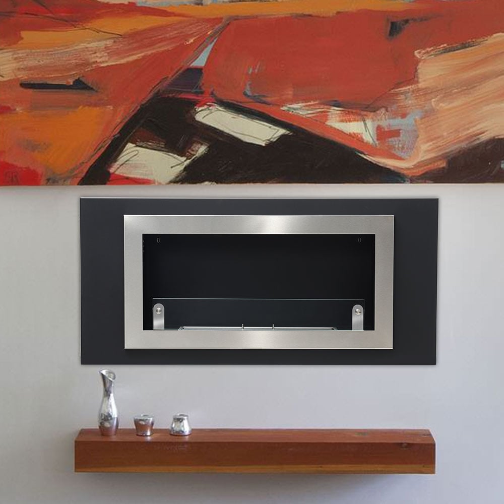 Living and Home Stainless Steel Rectangular Wall Mounted Ethanol Fireplace Image 8