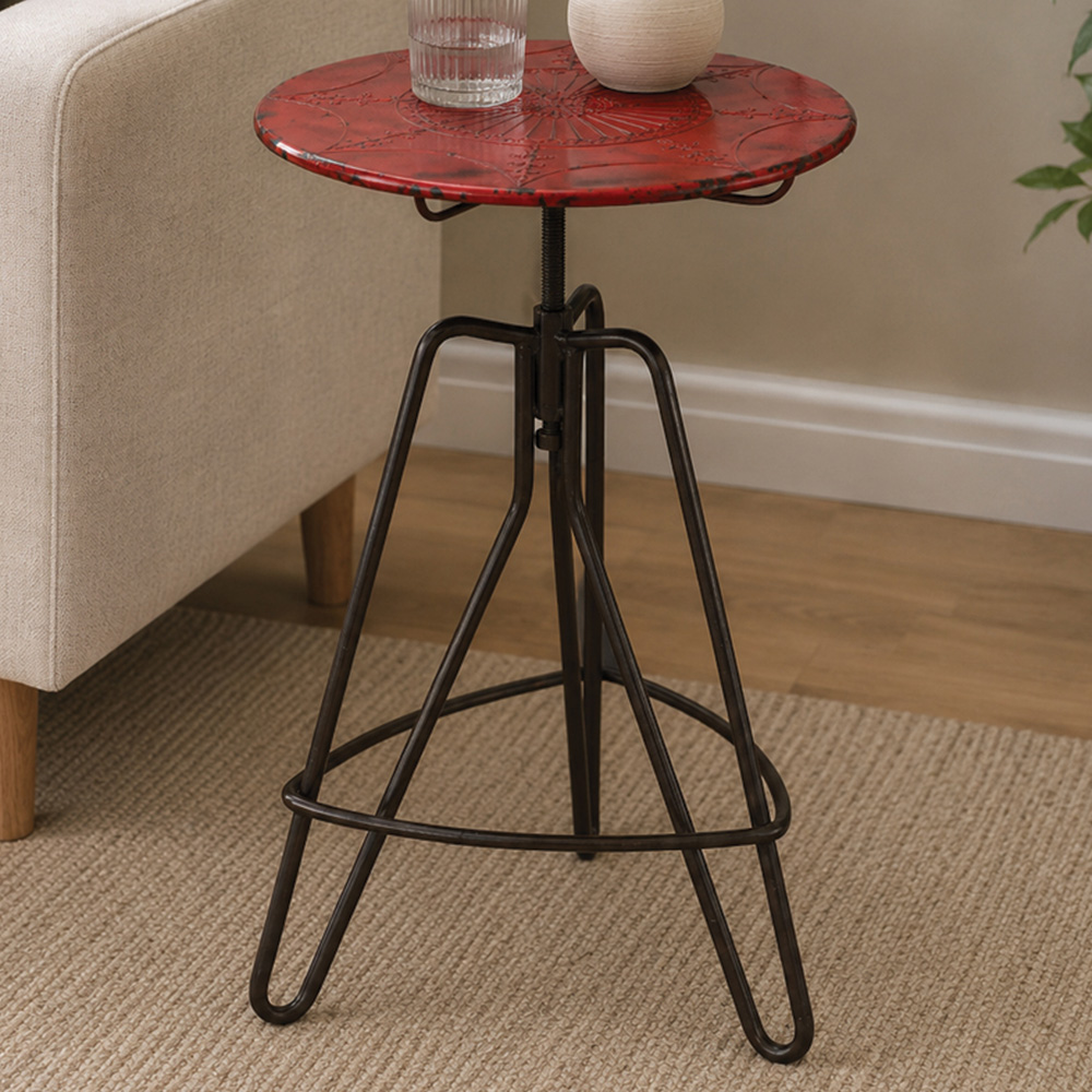 Premier Housewares Artisan Red Metal Bar Table Image 1