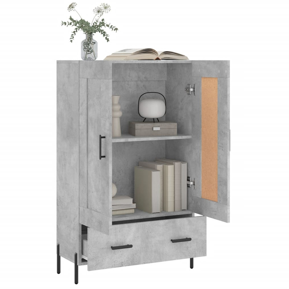 vidaXL 2 Door Single Drawer Concrete Grey Highboard Image 4