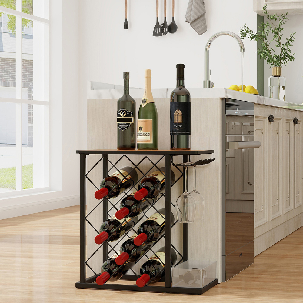 Costway 8 Bottle Countertop Wine Rack with Storage Image 3
