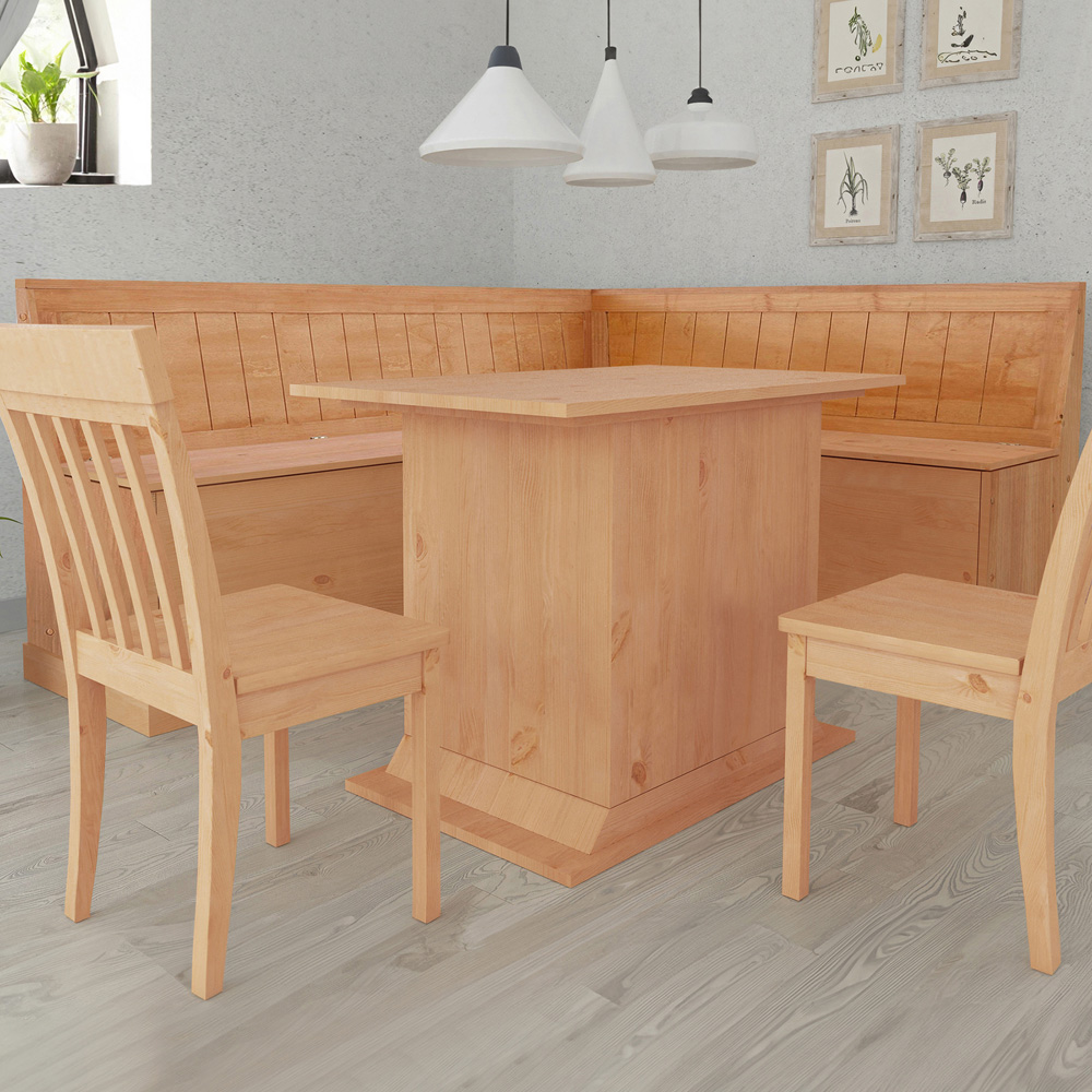 Loft24 Sara 4 Seater Solid Pine Wood L-Shaped Corner Bench Image 1