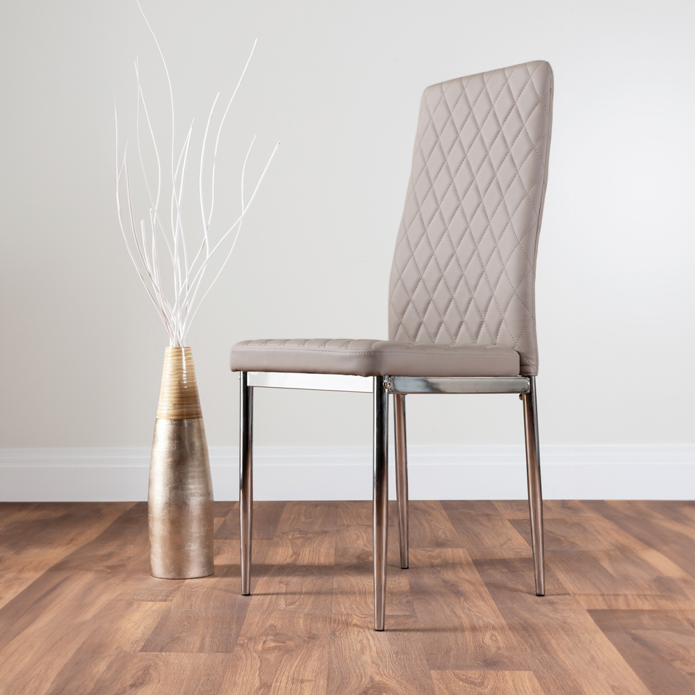 Furniturebox Copeland Valera Marble Effect 6 Seater Dining Set White Cappuccino and Chrome Image 3