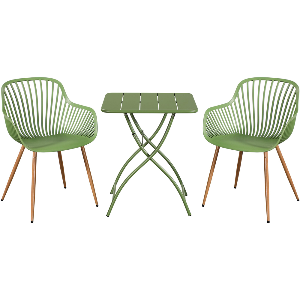 Core Products 2 Seater Moss Green Sunray Design Square Metal Foldable Table Garden Bistro Set Image 2