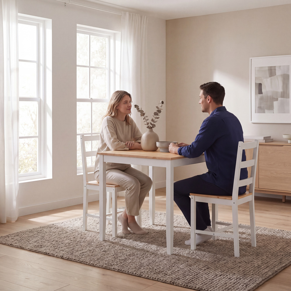 VIDA DESIGNS Yorkshire 2 Seater Dining Set White and Pine Image 4