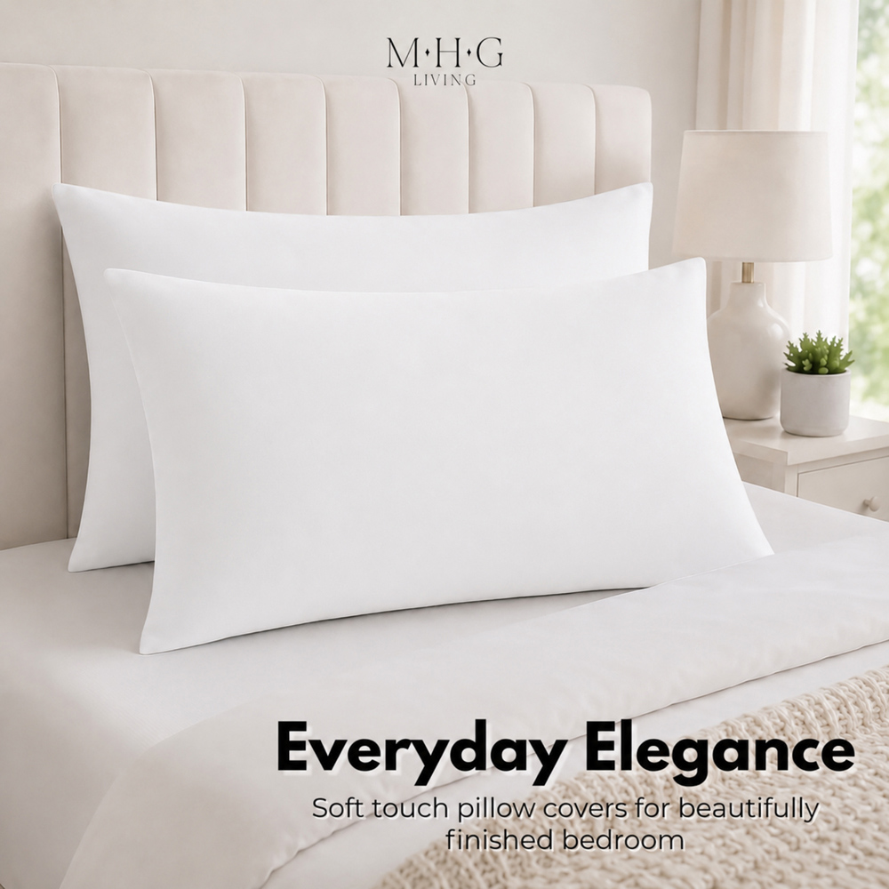 MHG Living White Microfibre Envelope Closure Pillowcase 50 x 75cm 2 Pack Image 2