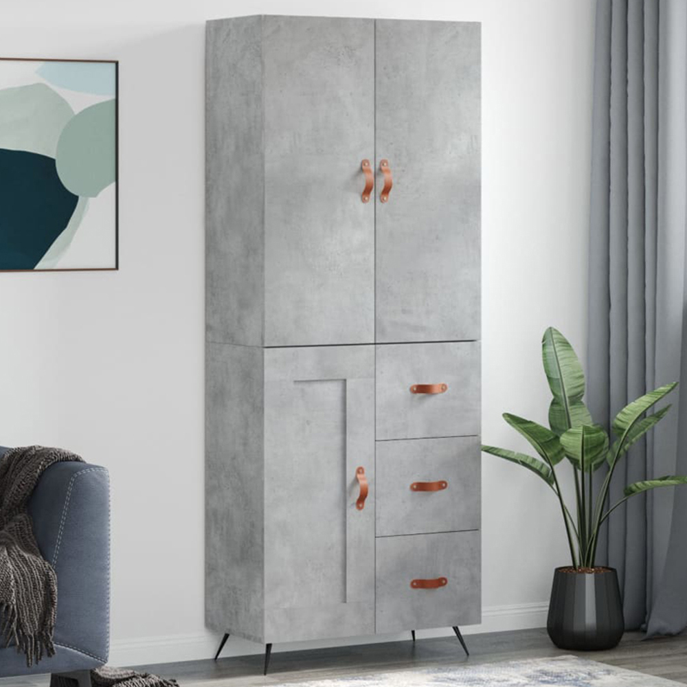 vidaXL 2 Door 3 Drawer Grey Highboard Image 1
