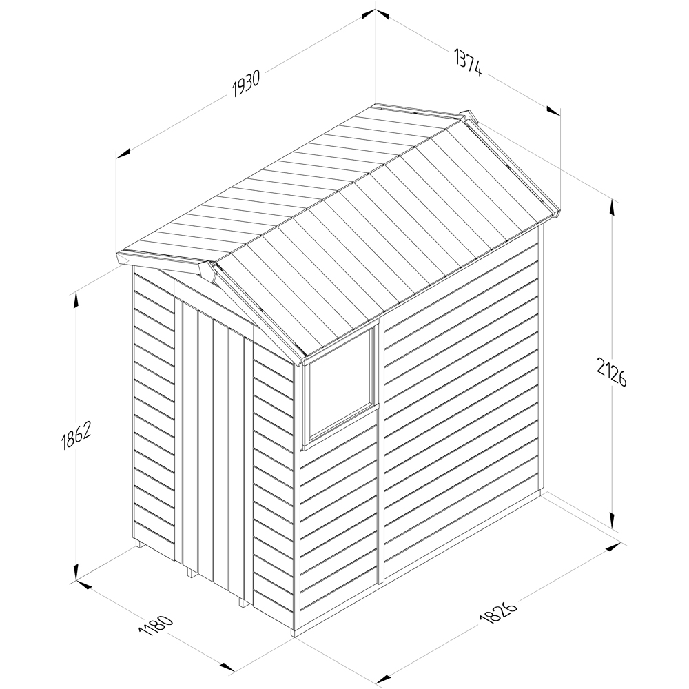 Forest Garden Timberdale 4 x 6ft Single Opening Apex Shed Image 9