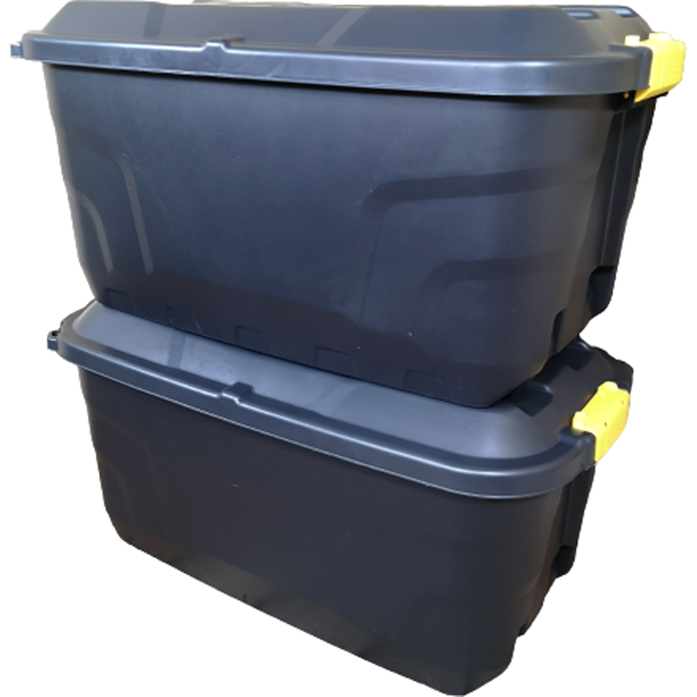Samuel Alexander 75L Heavy Duty Storage Trunk with Wheels and Clips 2 Pack Image 1