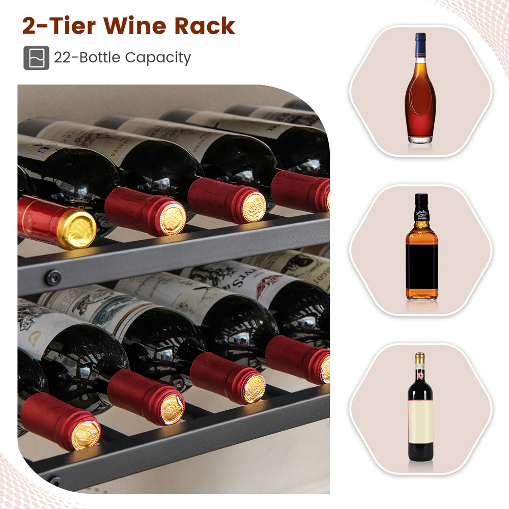 Costway 3 Shelf 22 Bottle Wine Rack with Glass Holders Image 7