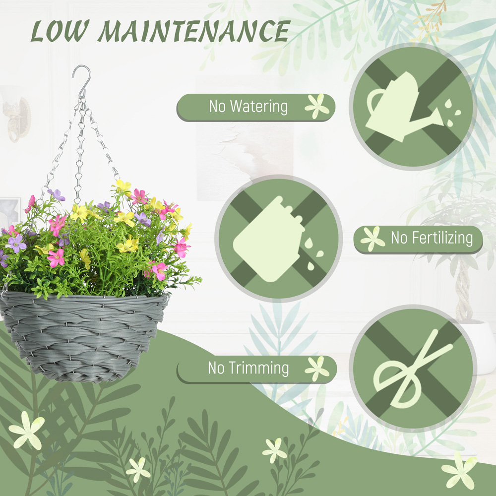 Portland Artificial Cosmos Flowers Hanging Planter with Basket 2 Pack Image 6