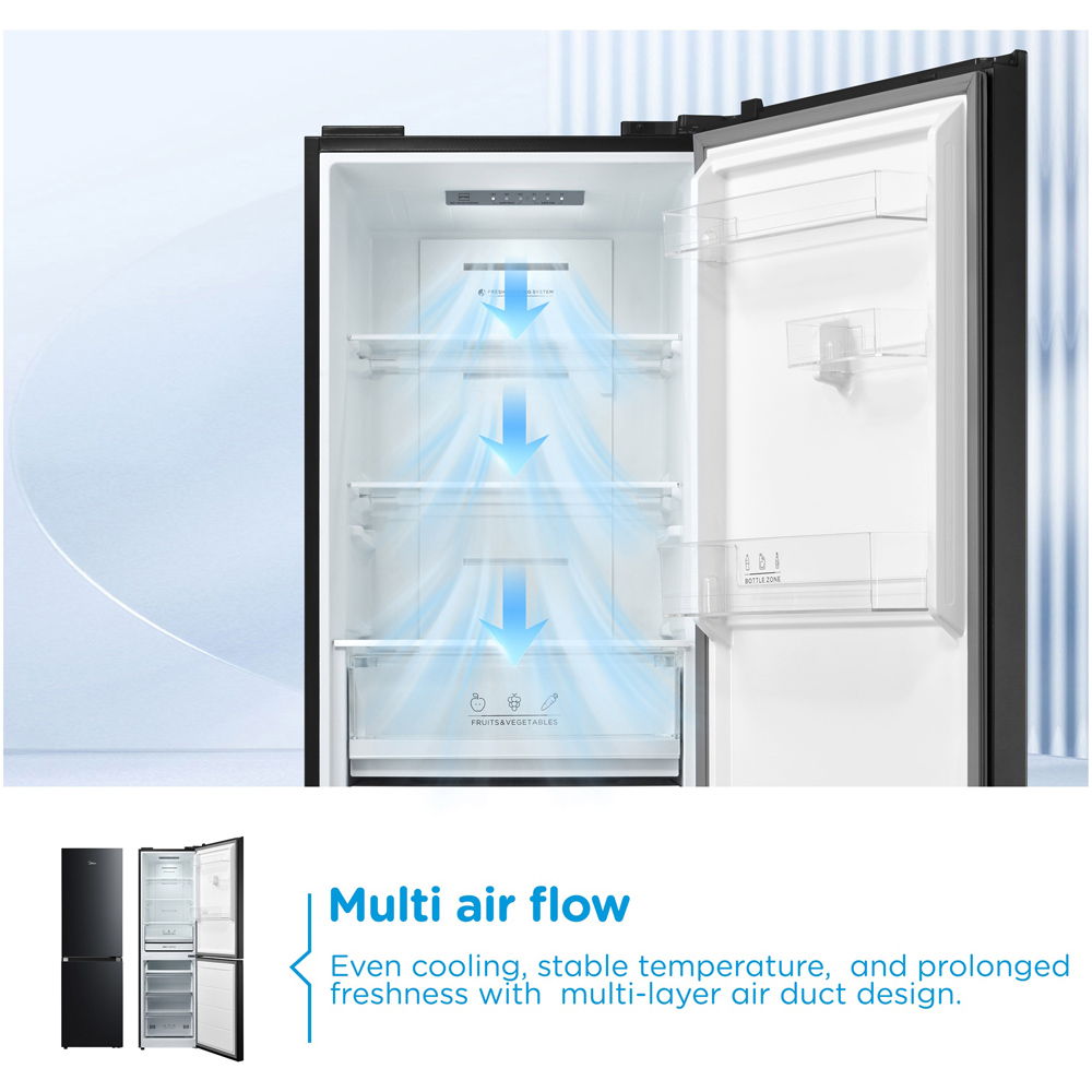 Midea MDRB379FGD30 Black Total No Frost 273L Combi Fridge Freezer Image 8
