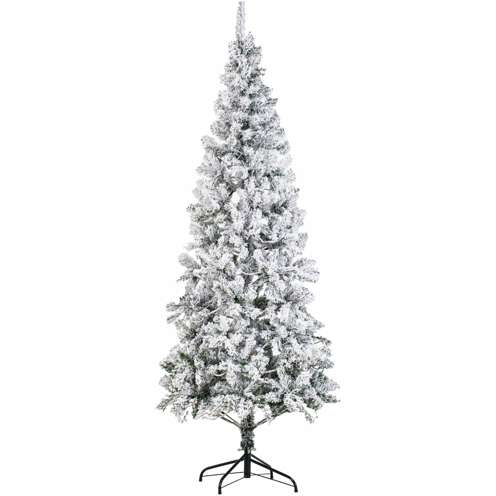 Abrihome Snow Flocked Artificial Christmas Tree with 500 Tips 6ft Image 1