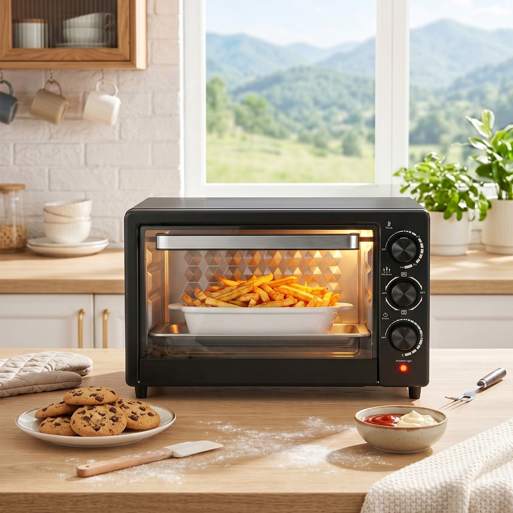 Living and Home EK090005 Black 25L Countertop Toaster Oven with Baking Tray and Rack 1500W Image 7