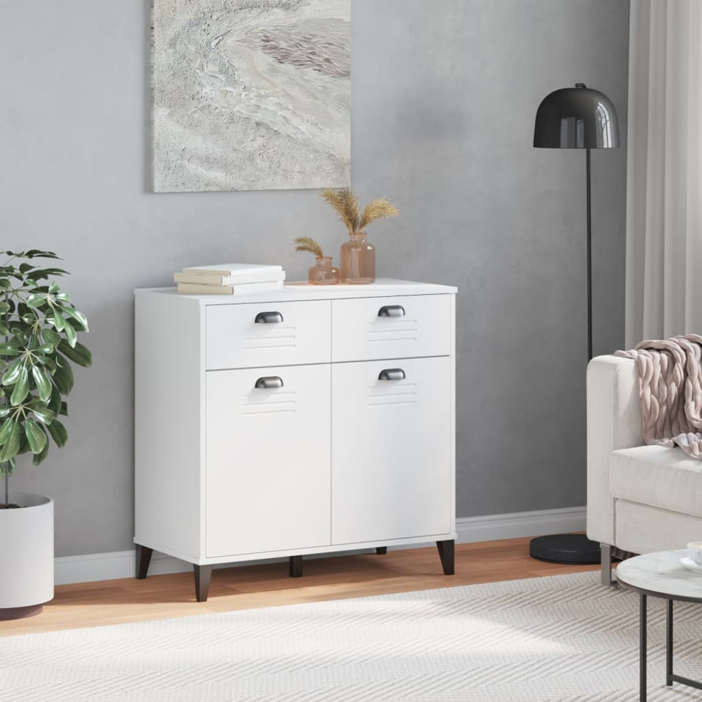 vidaXL 2 Door 2 Drawer White Sideboard Image 3