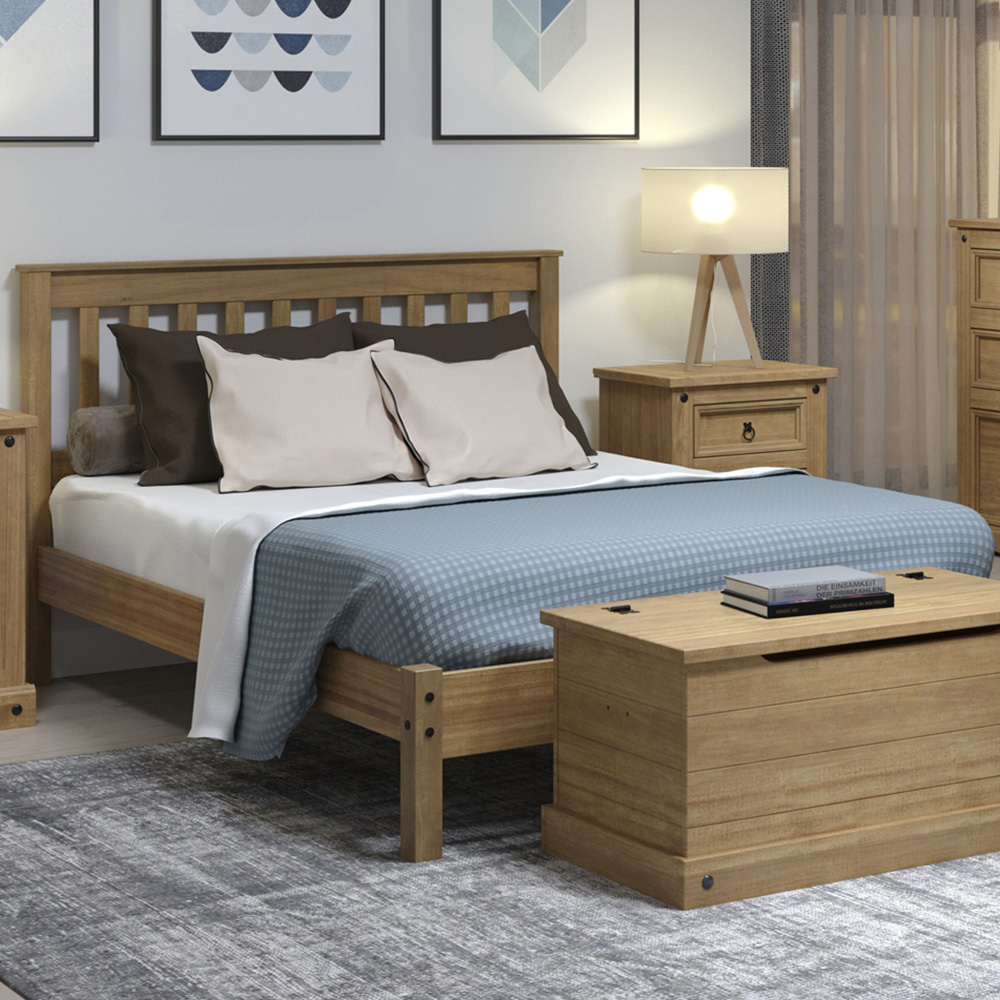 Leighton Double Waxed Pine Slatted Low End Bedstead Image 1