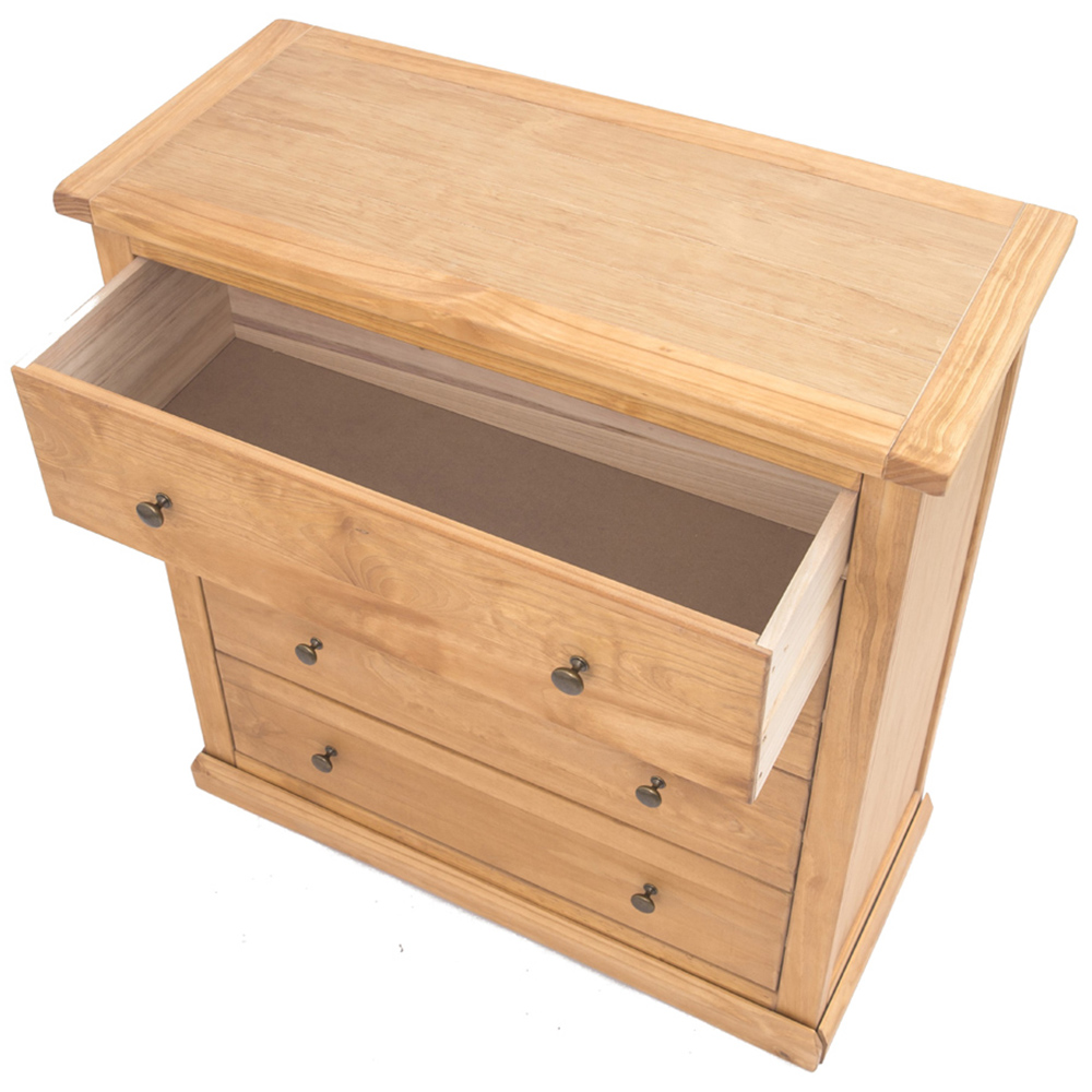 Lucca 4 Drawer Antique Wax Finish Chest of Drawers with Brass Knobs Image 4