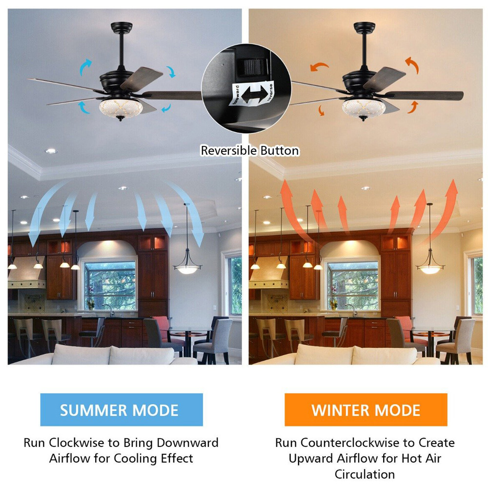 Costway Black Ceiling Fan with Light and Remote Control Image 6