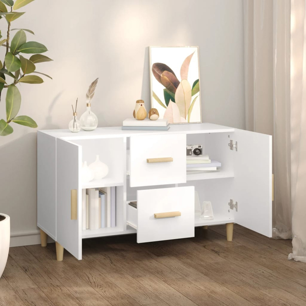 vidaXL 2 Door 2 Drawer White Sideboard Image 7