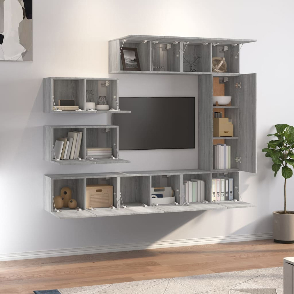 vidaXL 15 Door Grey Sonoma TV Cabinet Image 6