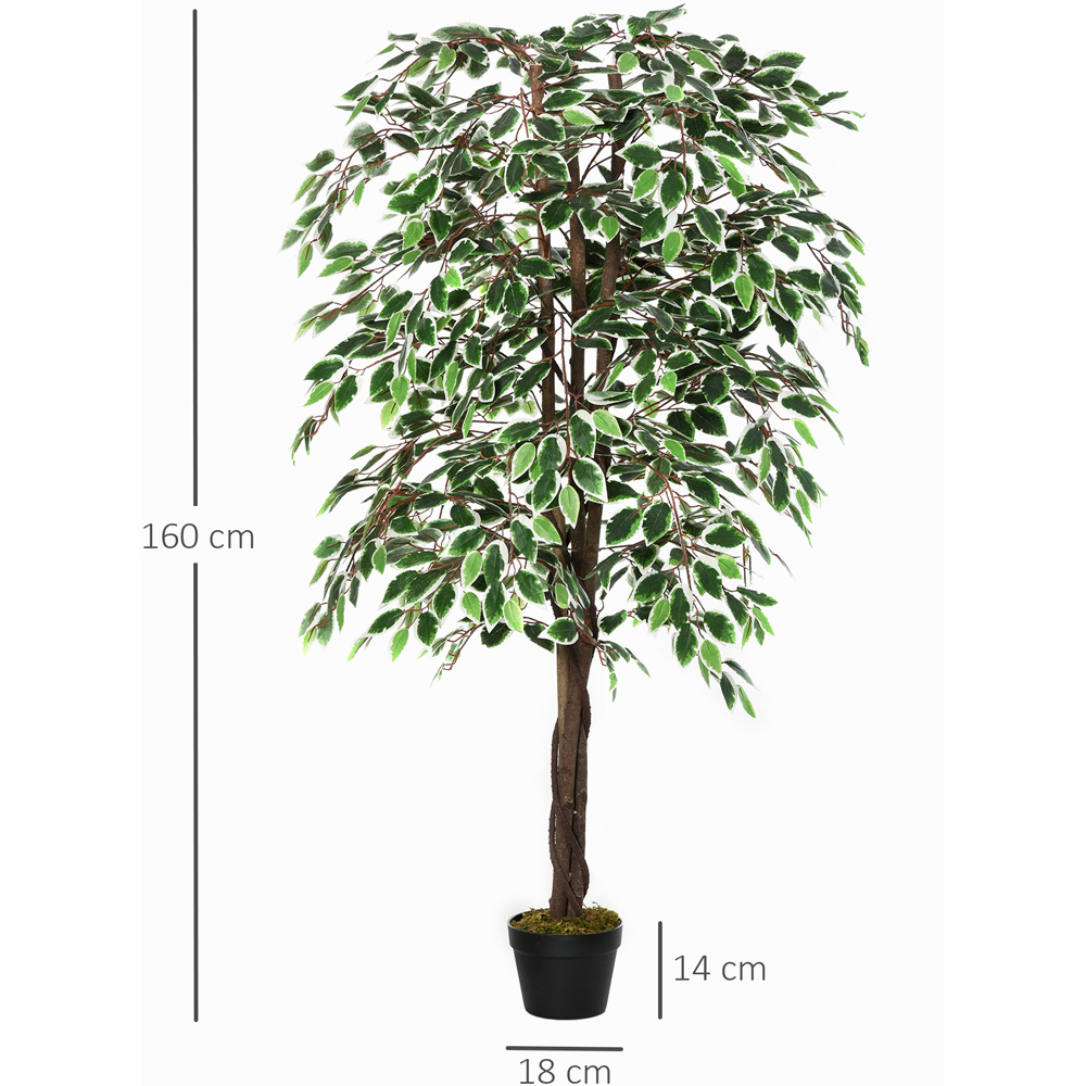 Outsunny Ficus Tree Artificial Plant In Pot 5.2ft Image 3