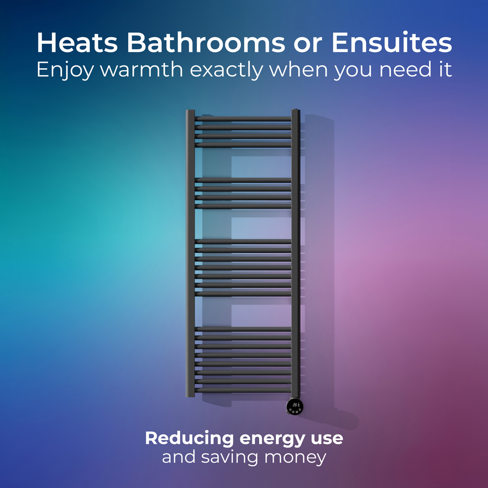 Masterplug SmartEnergy Thermaline Anthracite Grey Heated Towel Rail 1250 x 500mm Image 5