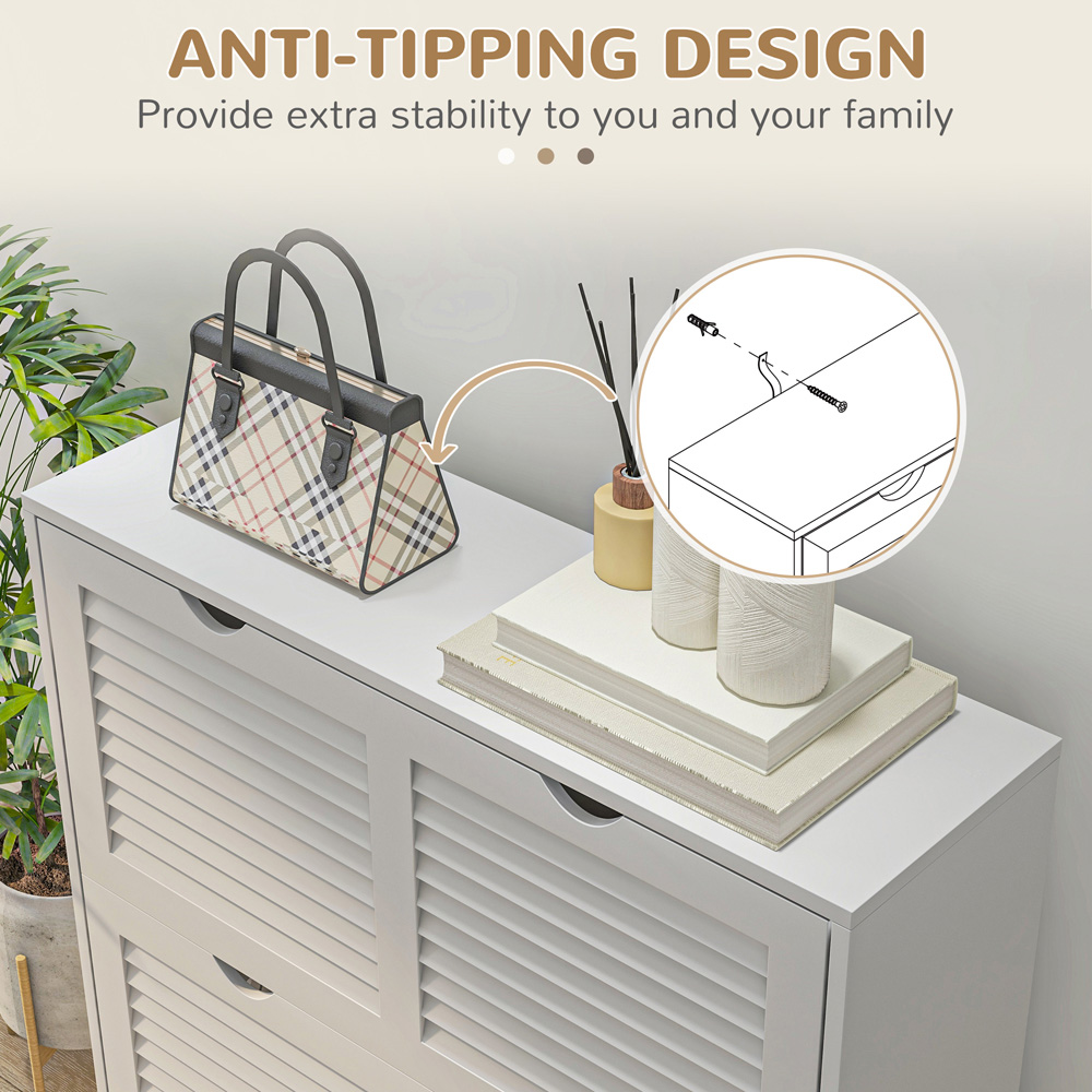 HOMCOM 2 Drawer White Slim Shoe Storage Cabinet Image 5