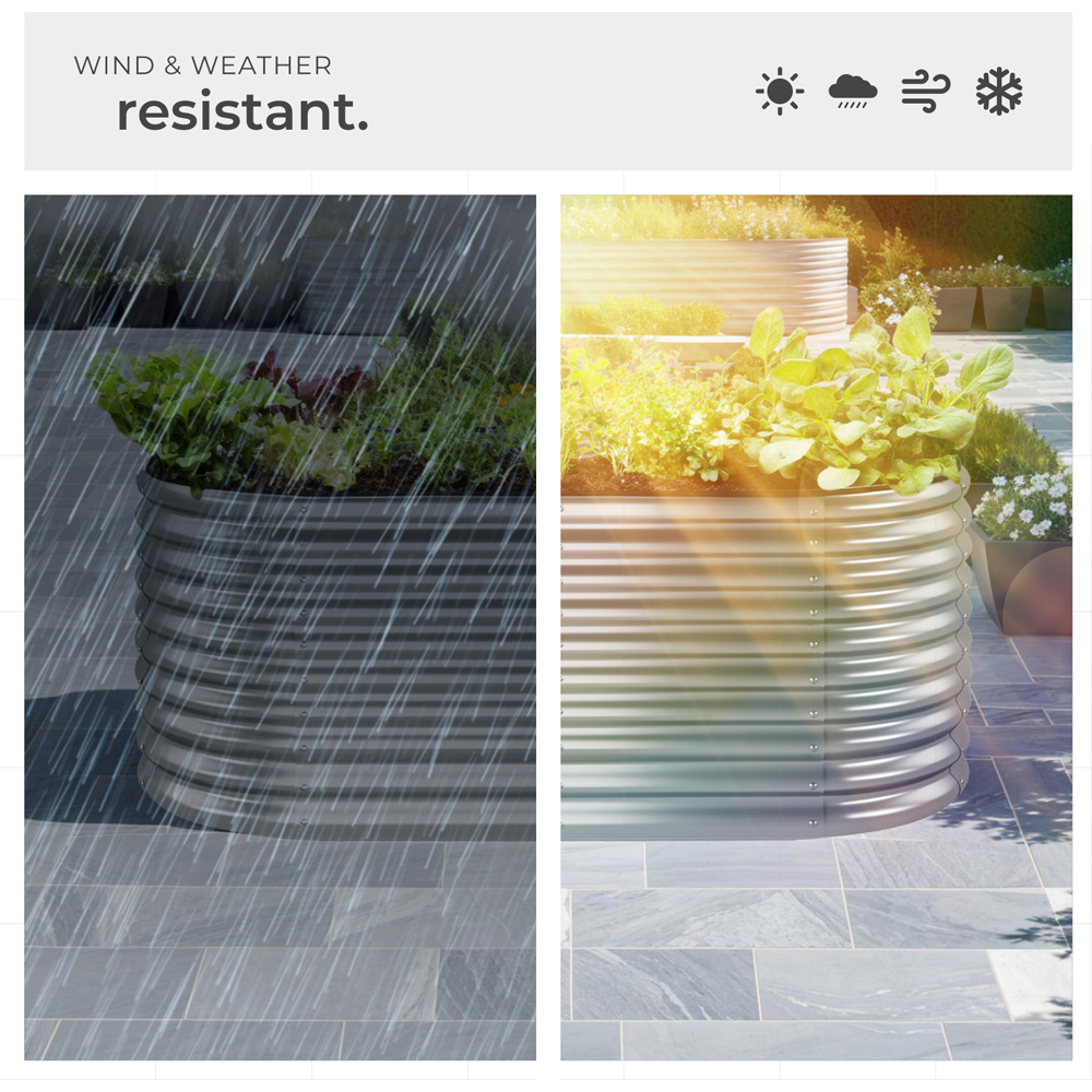 tectake Flormma 200 x 100cm Silver Galvanised Steel Raised Garden Bed Image 8