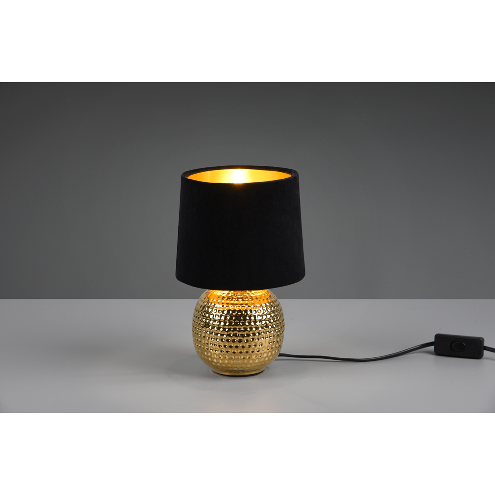 TRIO Sophia Gold Ceramic Table Lamp with Black Velvet Shade Image 2