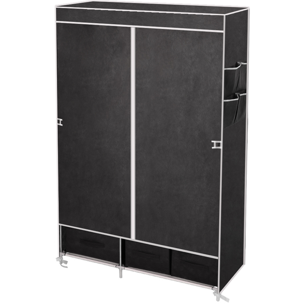 Living and Home 3 Drawer Black Portable Non Woven Fabric Wardrobe Image 2