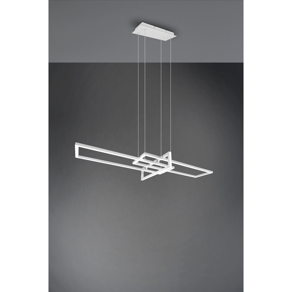 TRIO Salinas Matt White Rectangular LED Pendant Light Image 2
