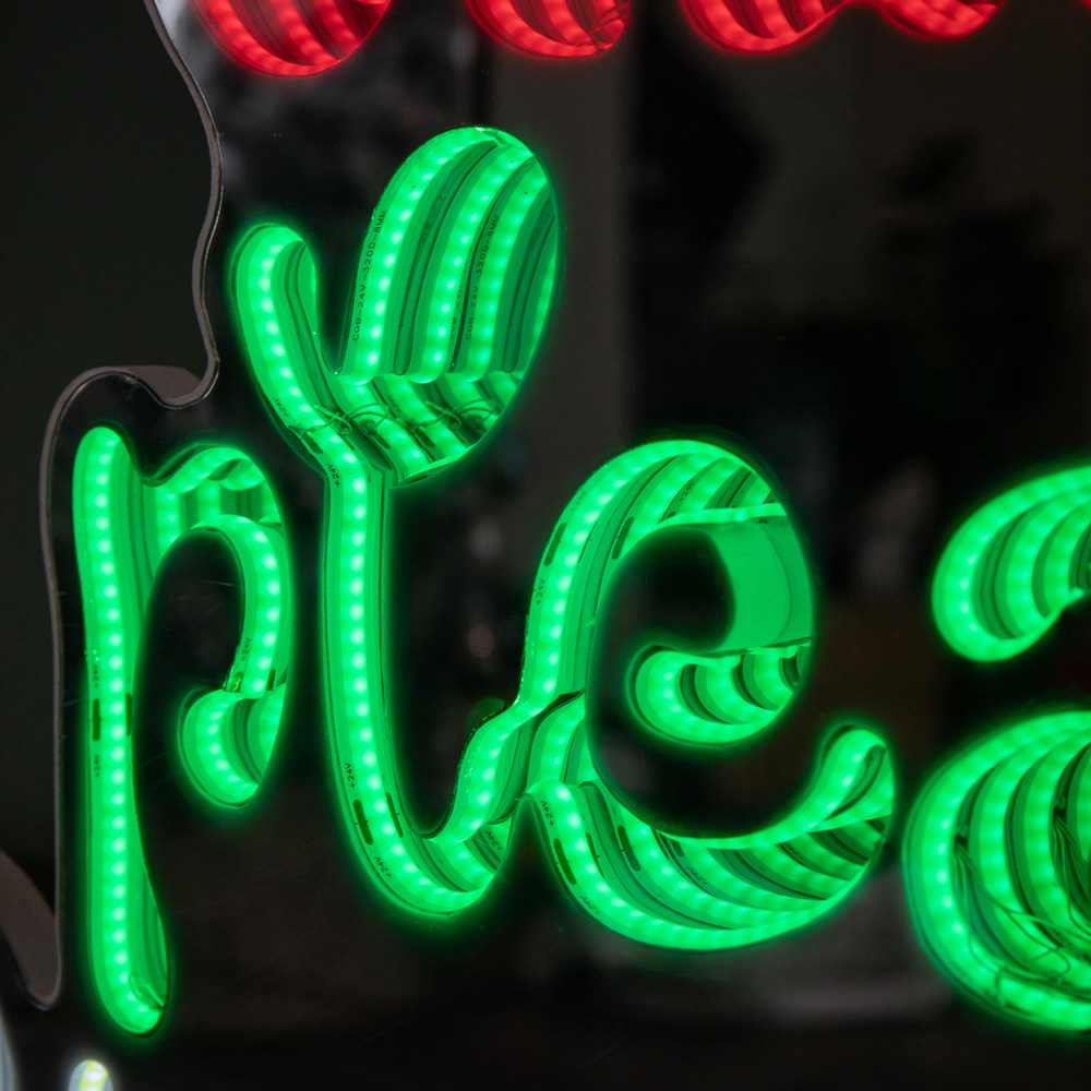 Samuel Alexander Multicolour LED Light Up Santa Stop Here Christmas Infinity Mirror Sign 40cm Image 6