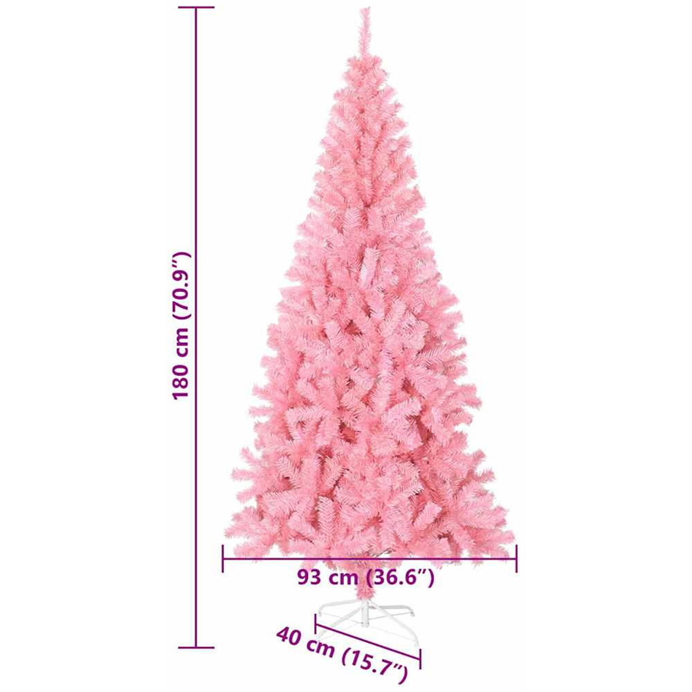 vidaXL Pre-Lit Pink Artificial Christmas Tree 6ft Image 9